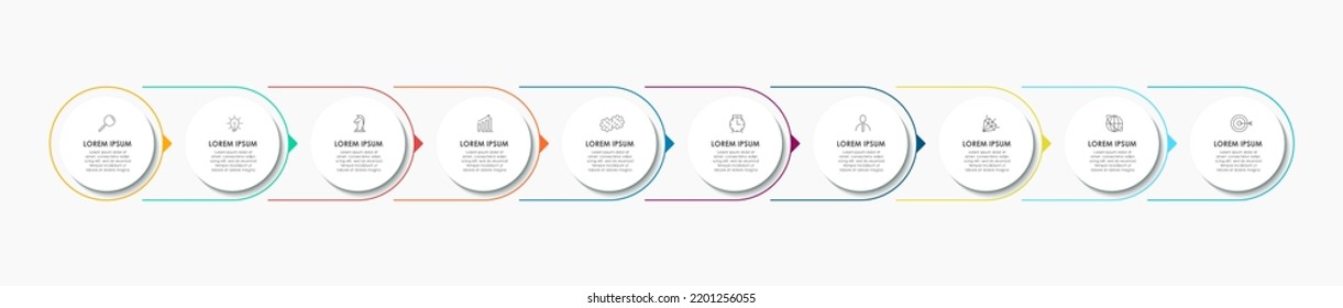 Vector Infographic design plantilla de negocio con iconos y 10 opciones o pasos. Se puede utilizar para el diagrama de procesos, presentaciones, diseño de flujo de trabajo, banner, diagrama de flujo, gráfico de información