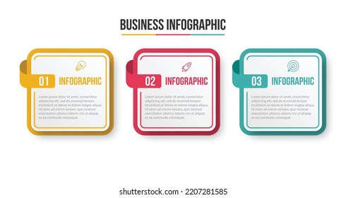 Vector Infographic design business template with icons and 3 options or steps. Can be used for process diagram, presentations, workflow layout, banner, flow chart, info graph