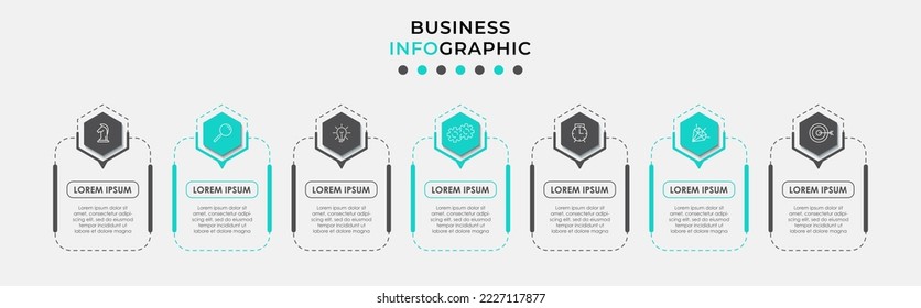 Vector Infographic design business template with icons and 7 options or steps. Can be used for process diagram, presentations, workflow layout, banner, flow chart, info graph