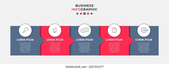 Vector Infographic design business template with icons and 5 options or steps. Can be used for process diagram, presentations, workflow layout, banner, flow chart, info graph
