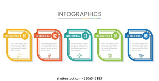 Plantilla de negocio de diseño de infografía vectorial con iconos y 5 opciones o pasos.