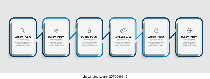 Vector Infografik Design Business Template mit Symbolen und 6 Optionen oder Schritten. 