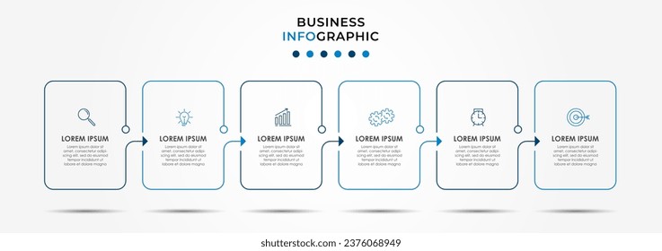 Vector Infographic design business template with icons and 6 options or steps. 