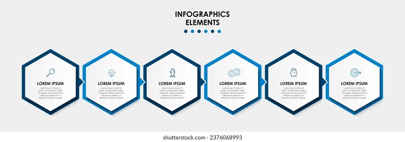 Plantilla de negocio de diseño de infografía vectorial con iconos y 6 opciones o pasos. 