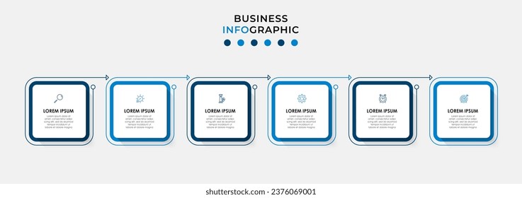 Plantilla de negocio de diseño de infografía vectorial con iconos y 6 opciones o pasos. 