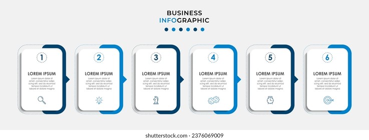Vector Infographic design business template with icons and 6 options or steps. 