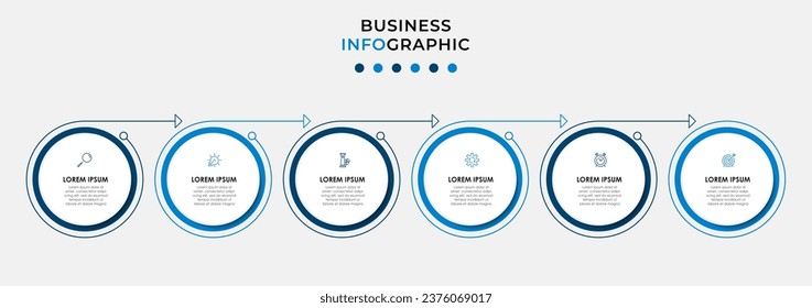 Vector Infographic design business template with icons and 6 options or steps. 