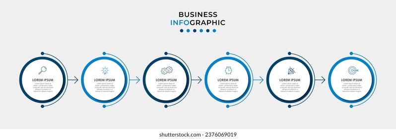 Vector Infographic design business template with icons and 6 options or steps. 