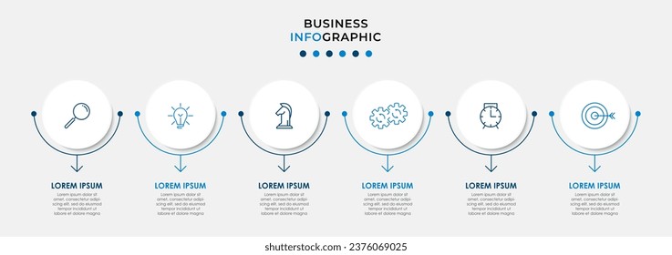 Vector Infographic design business template with icons and 6 options or steps. 
