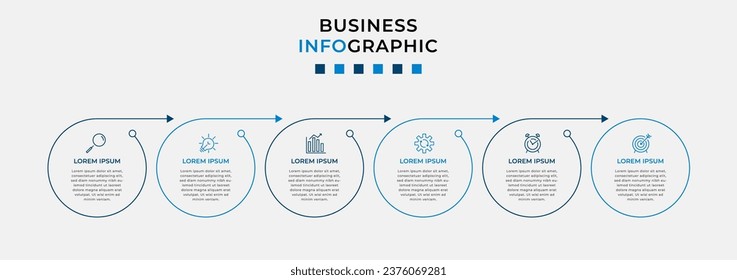 Plantilla de negocio de diseño de infografía vectorial con iconos y 6 opciones o pasos.