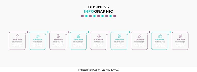 Vector Infographic design business template with icons and 9 options or steps. 