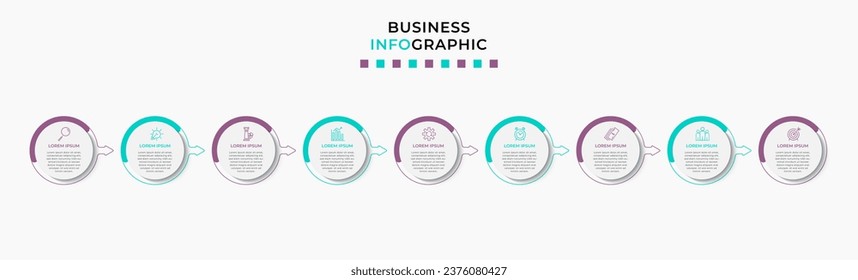 Vector Infographic design business template with icons and 9 options or steps. 