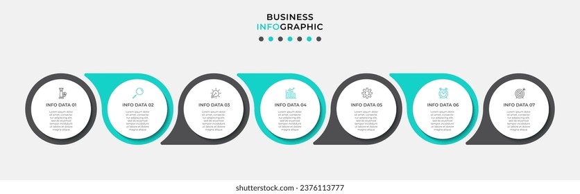 Vector Infographic design business template with icons and 7 options or steps. Can be used for process diagram, presentations, workflow layout, banner, flow chart, info graph