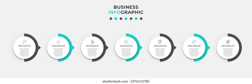 Vector Infographic design business template with icons and 7 options or steps. Can be used for process diagram, presentations, workflow layout, banner, flow chart, info graph