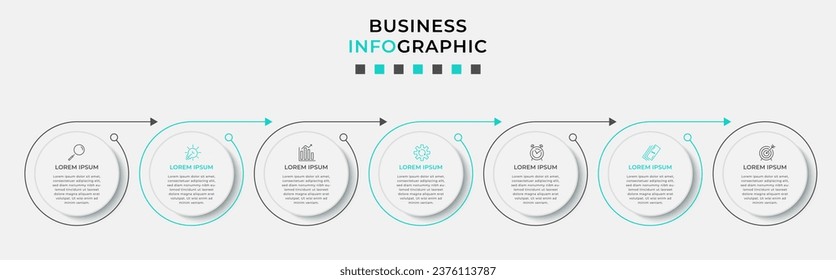 Vector Infographic design business template with icons and 7 options or steps. Can be used for process diagram, presentations, workflow layout, banner, flow chart, info graph