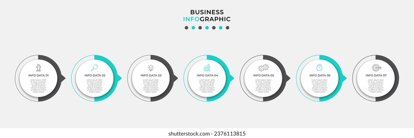 Vector Infographic design business template with icons and 7 options or steps. Can be used for process diagram, presentations, workflow layout, banner, flow chart, info graph