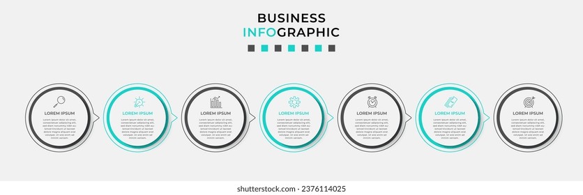 Vector Infographic design business template with icons and 7 options or steps. 