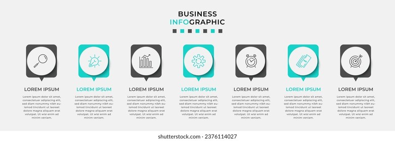 Vector Infographic design business template with icons and 7 options or steps. 