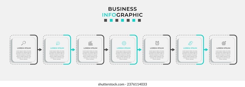 Vector Infographic design business template with icons and 7 options or steps. 