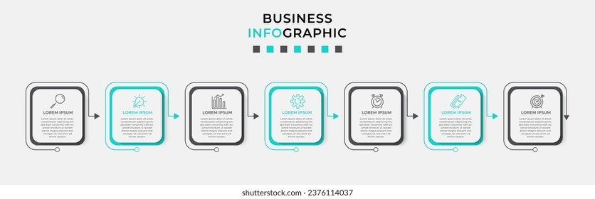 Vector Infographic design business template with icons and 7 options or steps. 