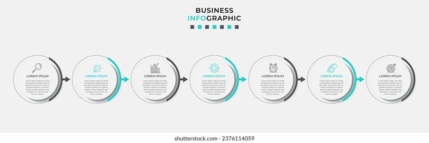 Vector Infographic design business template with icons and 7 options or steps. 