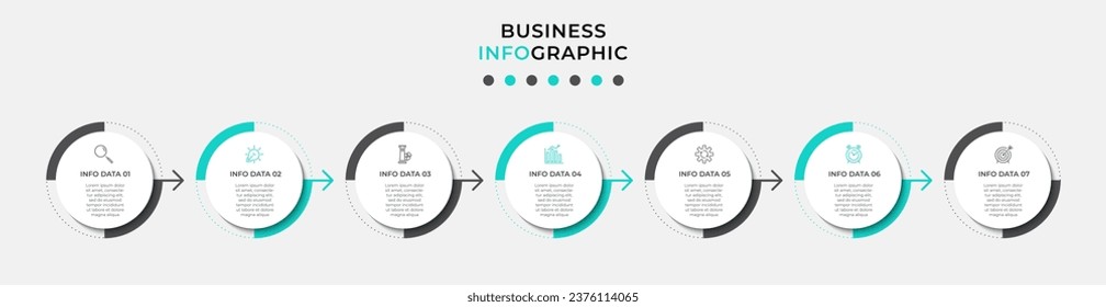 Plantilla de negocio de diseño de infografía vectorial con iconos y 7 opciones o pasos. 