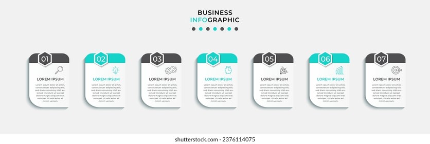 Vector Infographic design business template with icons and 7 options or steps. 