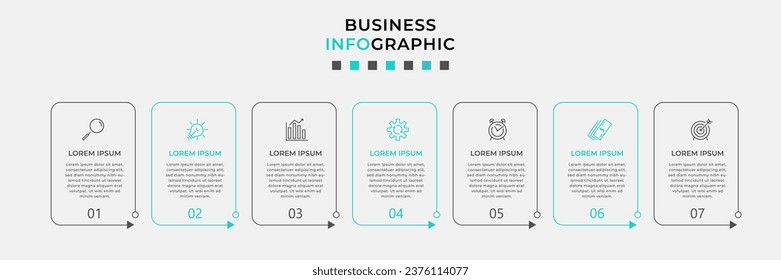 Vector Infographic design business template with icons and 7 options or steps. 