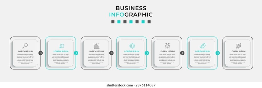 Vector Infographic design business template with icons and 7 options or steps. 