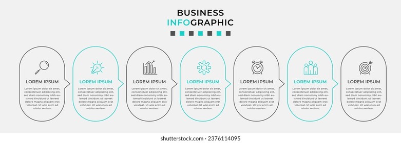Vector Infographic design business template with icons and 7 options or steps. 