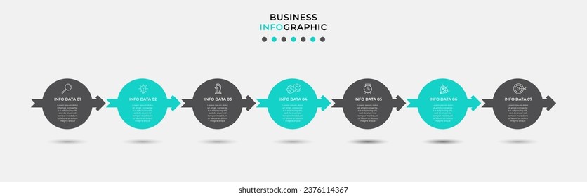 Vector Infographic design business template with icons and 7 options or steps. 