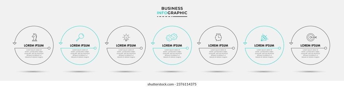 Vector Infographic design business template with icons and 7 options or steps. 