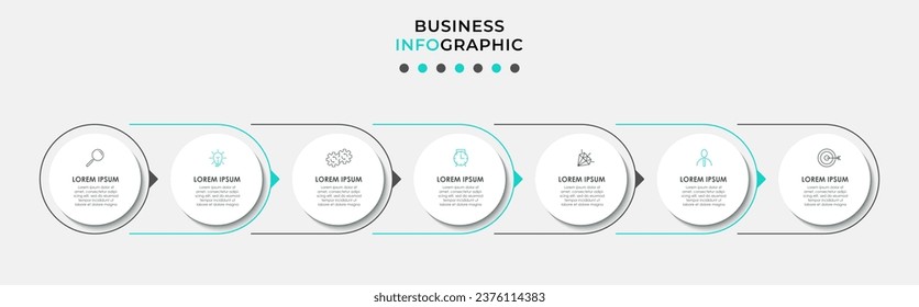 Plantilla de negocio de diseño de infografía vectorial con iconos y 7 opciones o pasos. 