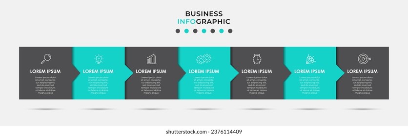 Vector Infographic design business template with icons and 7 options or steps. 