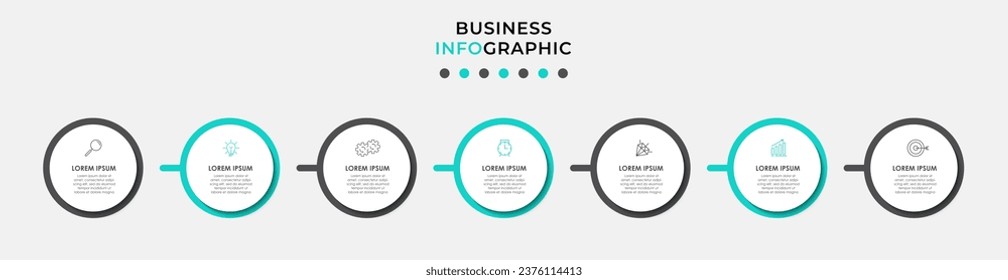 Plantilla de negocio de diseño de infografía vectorial con iconos y 7 opciones o pasos. 