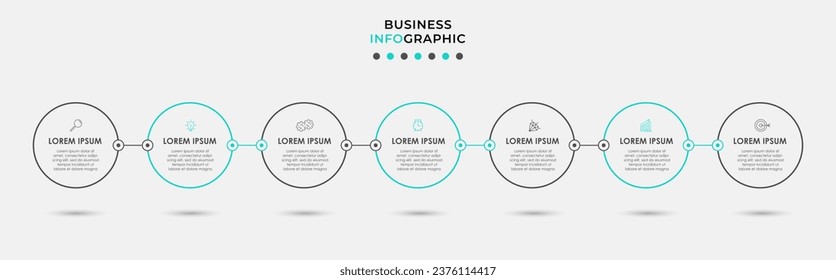 Vector Infographic design business template with icons and 7 options or steps. 