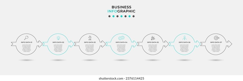 Vector Infographic design business template with icons and 7 options or steps. 