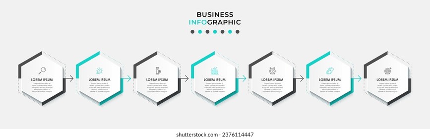 Vector Infographic design business template with icons and 7 options or steps. 