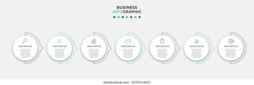 Plantilla de negocio de diseño de infografía vectorial con iconos y 7 opciones o pasos. 