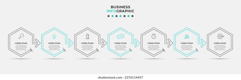 Vector Infographic design business template with icons and 7 options or steps. 