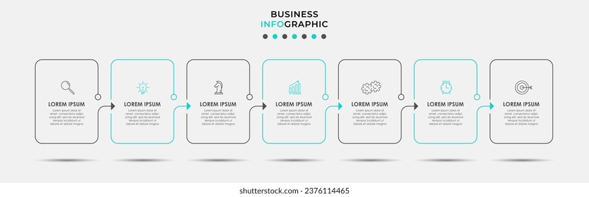 Vector Infografik Design Business Template mit Symbolen und 7 Optionen oder Schritten. 
