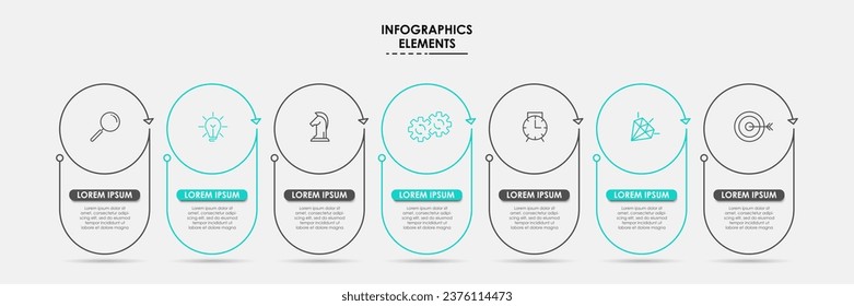 Vector Infographic design business template with icons and 7 options or steps. 