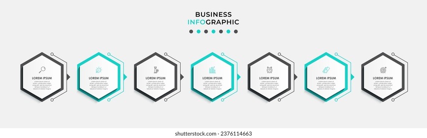Plantilla de negocio de diseño de infografía vectorial con iconos y 7 opciones o pasos. 