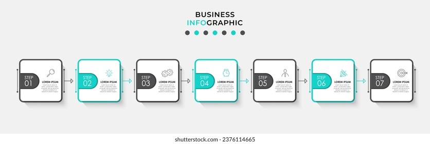 Plantilla de negocio de diseño de infografía vectorial con iconos y 7 opciones o pasos. 