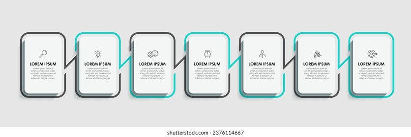 Plantilla de negocio de diseño de infografía vectorial con iconos y 7 opciones o pasos. 