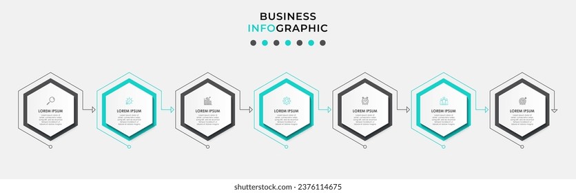 Vector Infographic design business template with icons and 7 options or steps. 