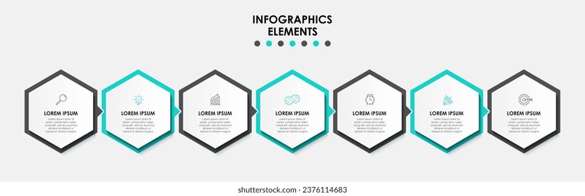 Vector Infographic design business template with icons and 7 options or steps. 
