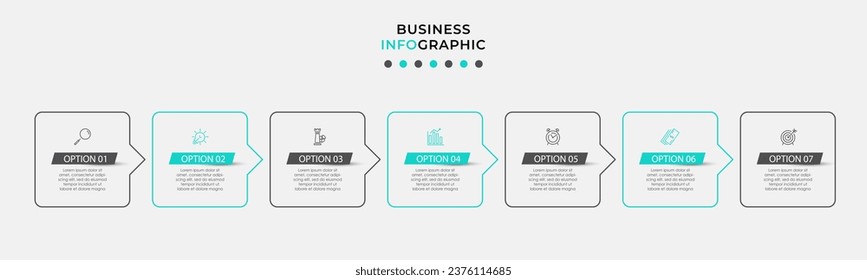 Vector Infographic design business template with icons and 7 options or steps. 