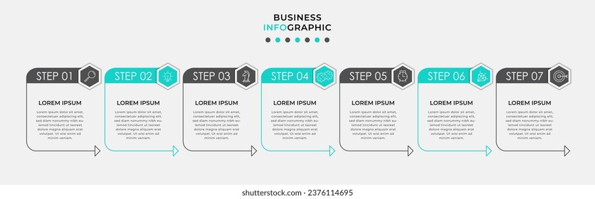 Vector Infographic design business template with icons and 7 options or steps. 