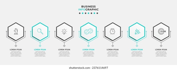 Vector Infographic design business template with icons and 7 options or steps. 